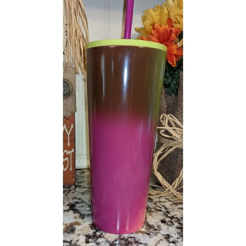 Starbucks 2022 Fall Purple/Gold/Berry Gradient Ombre SS Tumbler 24 Oz New